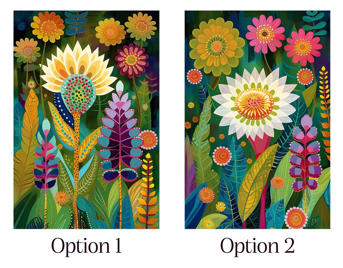 Whimsical Flowers, Colorful Floral Art Print - Image 3