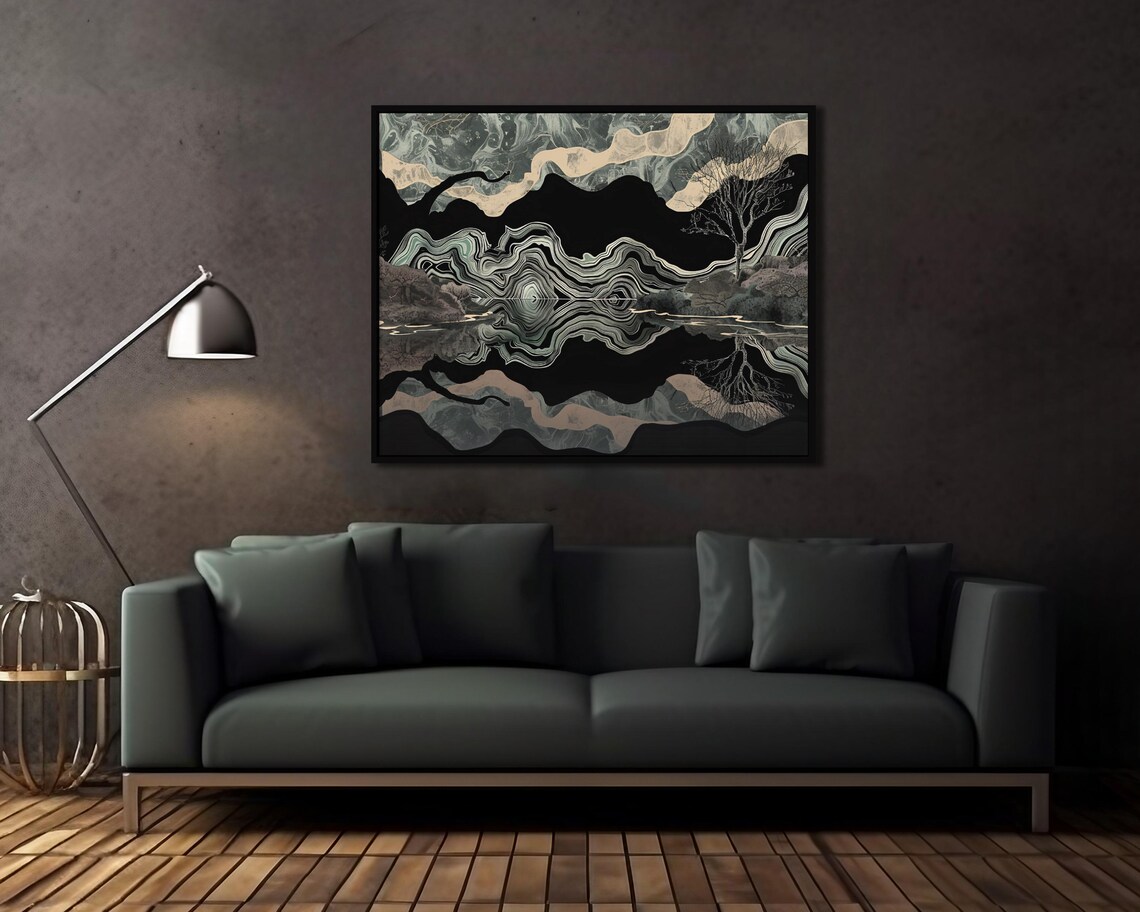Abstract Surreal Landscape Art Print, Black and Gray - Image 4