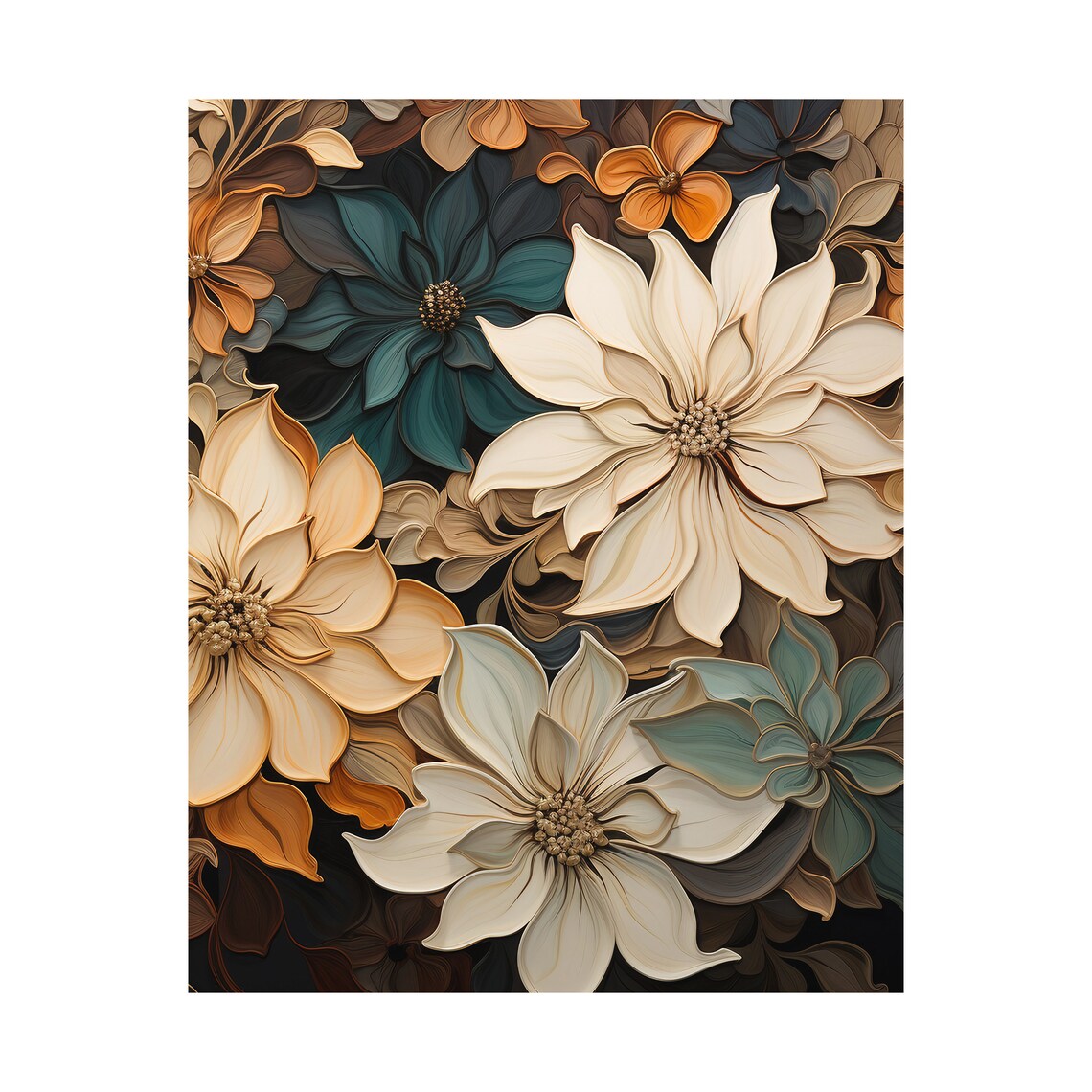 Boho Flower Botanical Wall Art Print, Bedroom Decor - Image 2