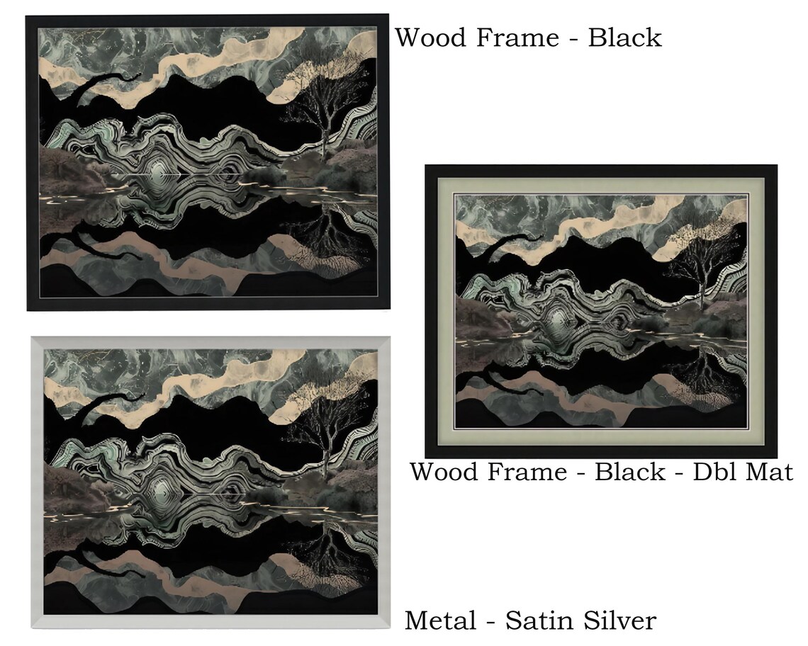 Abstract Surreal Landscape Art Print, Black and Gray - Image 2