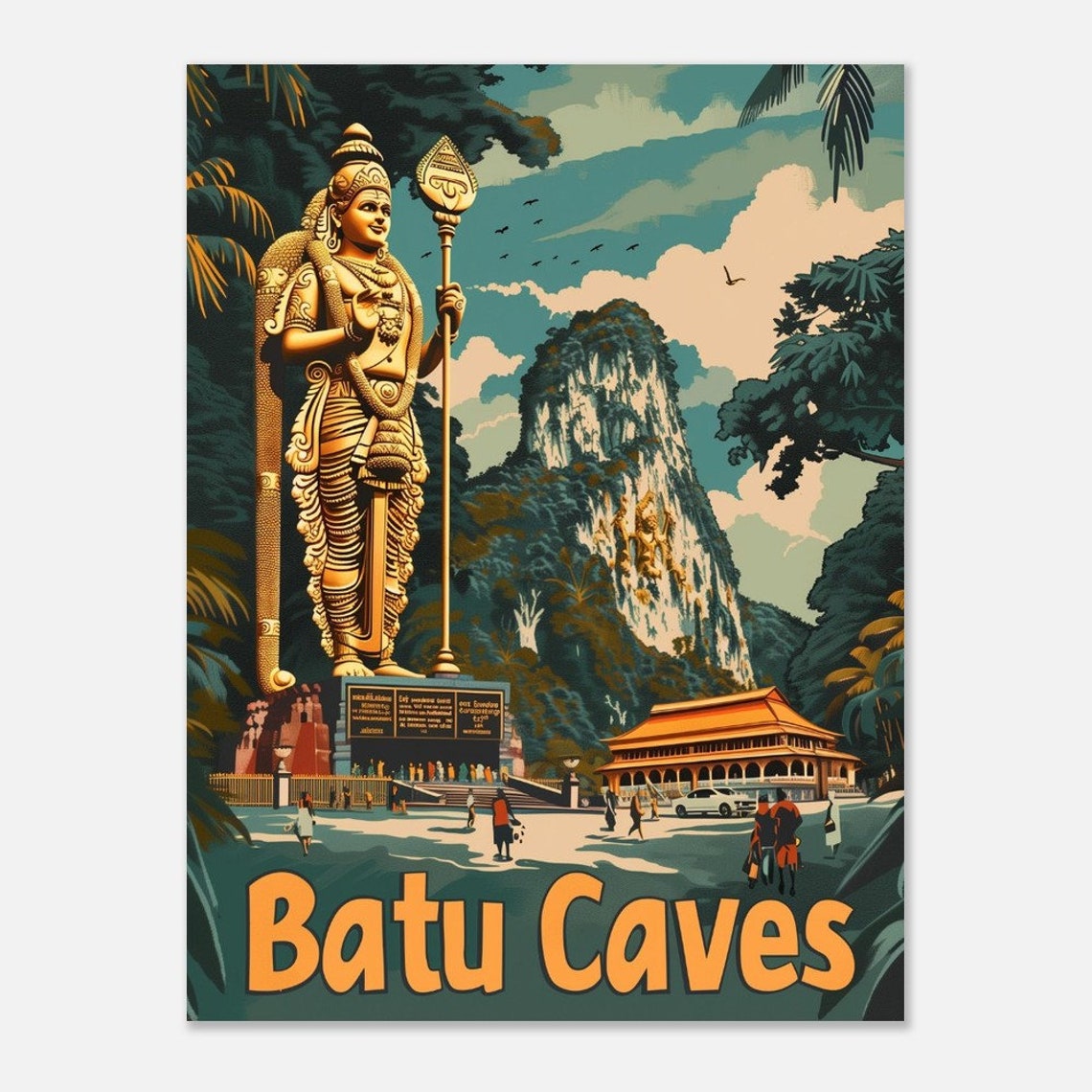 Batu Caves Murugan Statue Limestone Temple Malaysia Travel Poster - Image 2