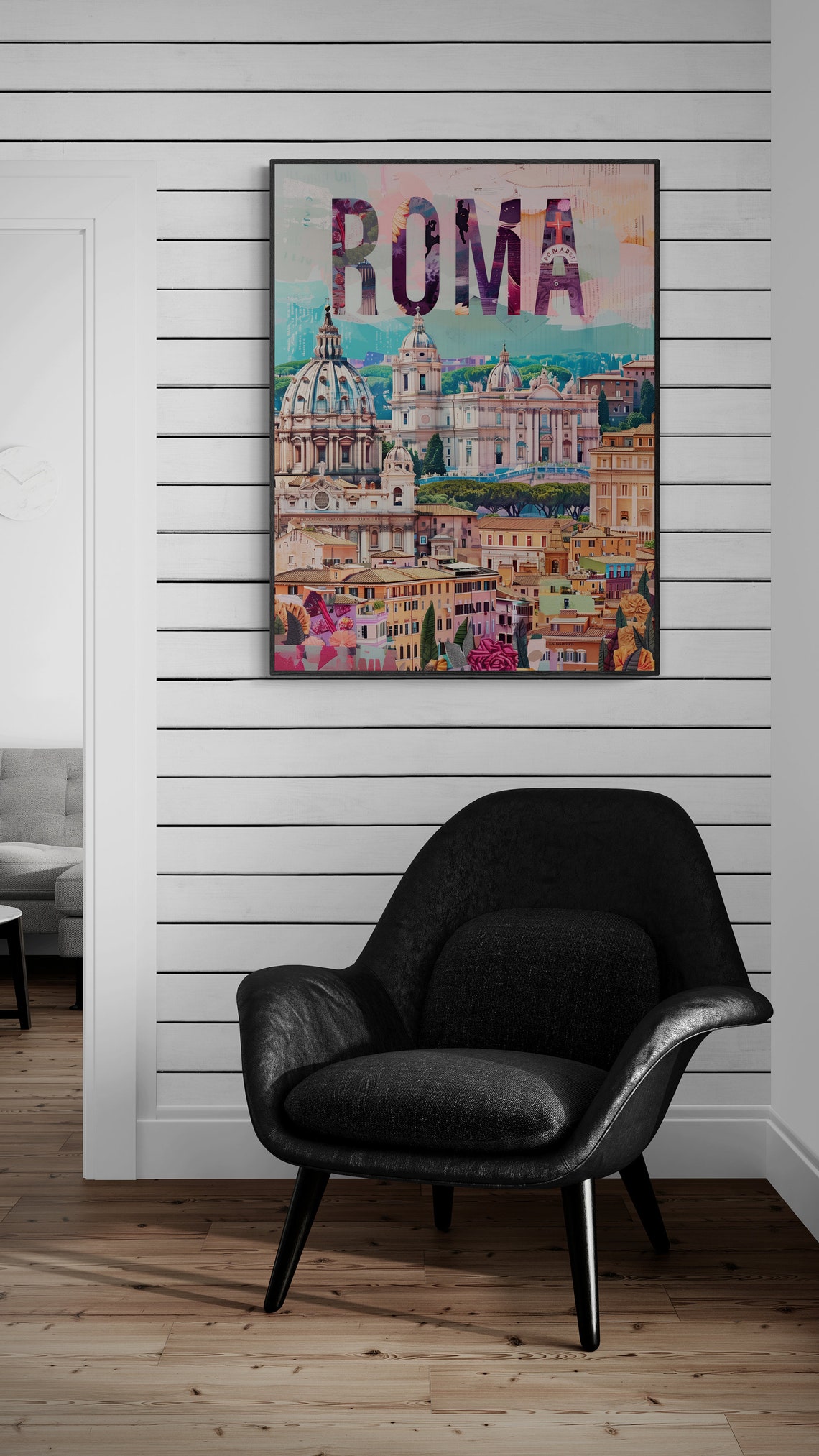 Roma Rome Domes Basilica Pink Collage Letters Vintage Travel Poster - Image 4