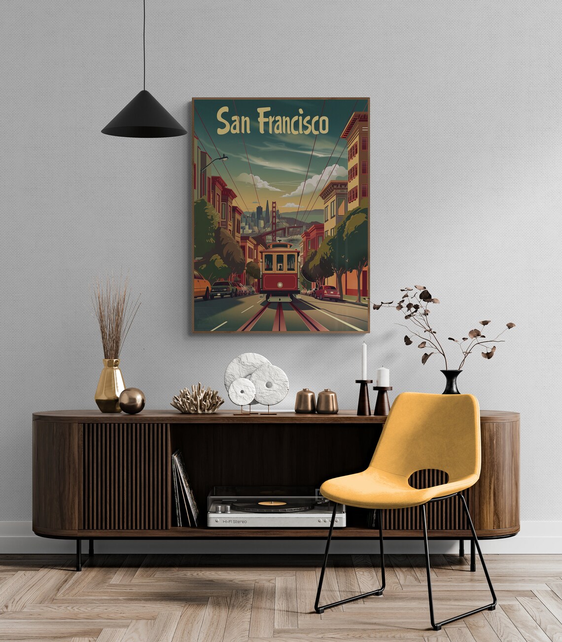 San Francisco Cable Car Street Golden Gate Vintage Travel Poster - Image 5