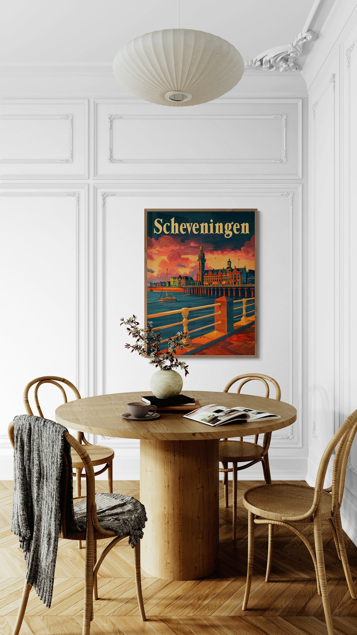 Scheveningen Pier Beach Sunset Retro Netherlands Travel Poster - Image 5