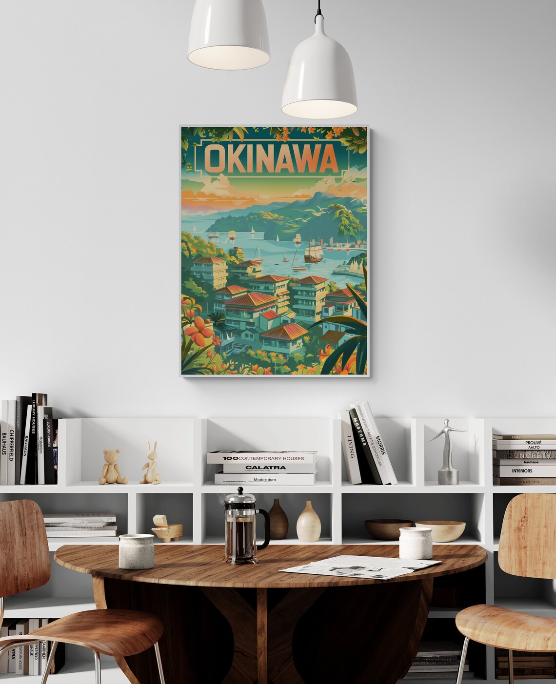 Okinawa Harbor Sunset Vintage Japanese Tropical Travel Poster Art - Image 5