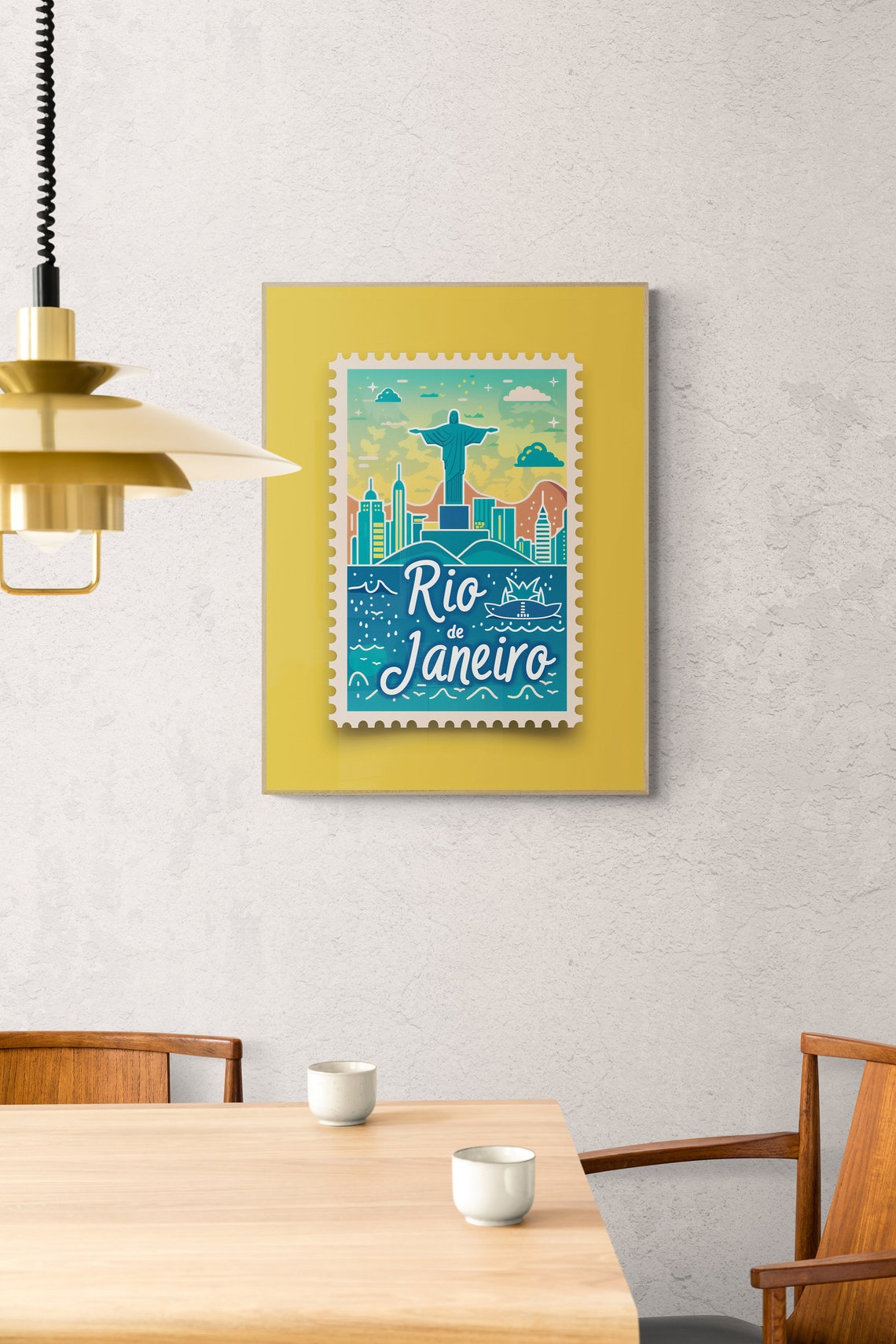 Rio de Janeiro Christ the Redeemer City Skyline Stamp Poster - Image 5