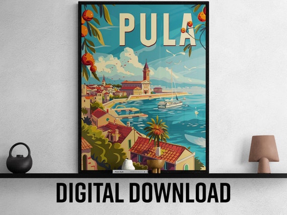 Pula Inspiring Travel Poster Modern Croatia Art Unique Decor For Wanderlust Gift