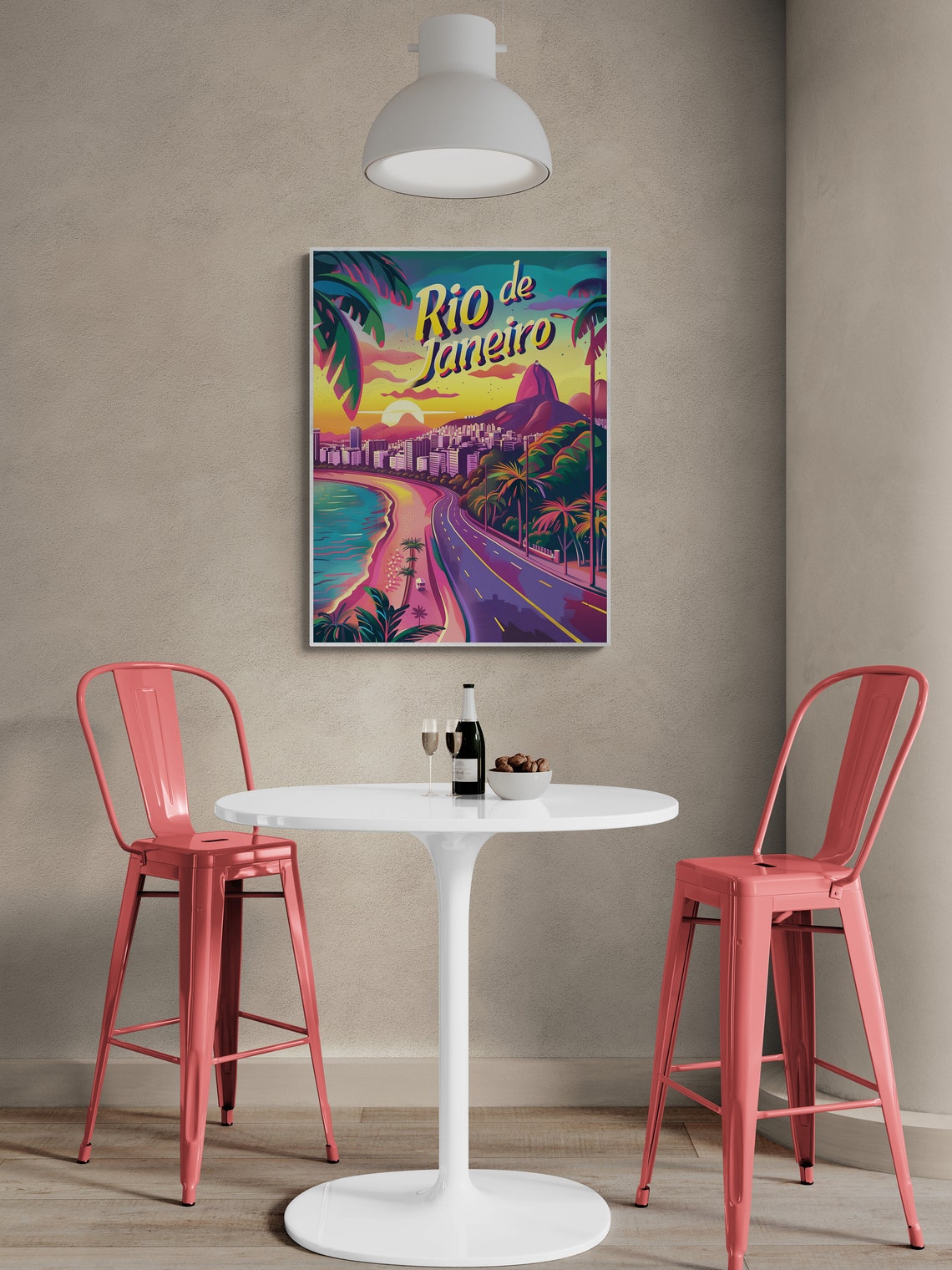 Rio de Janeiro Sunset Beach Sugarloaf Mountain Travel Poster - Image 3