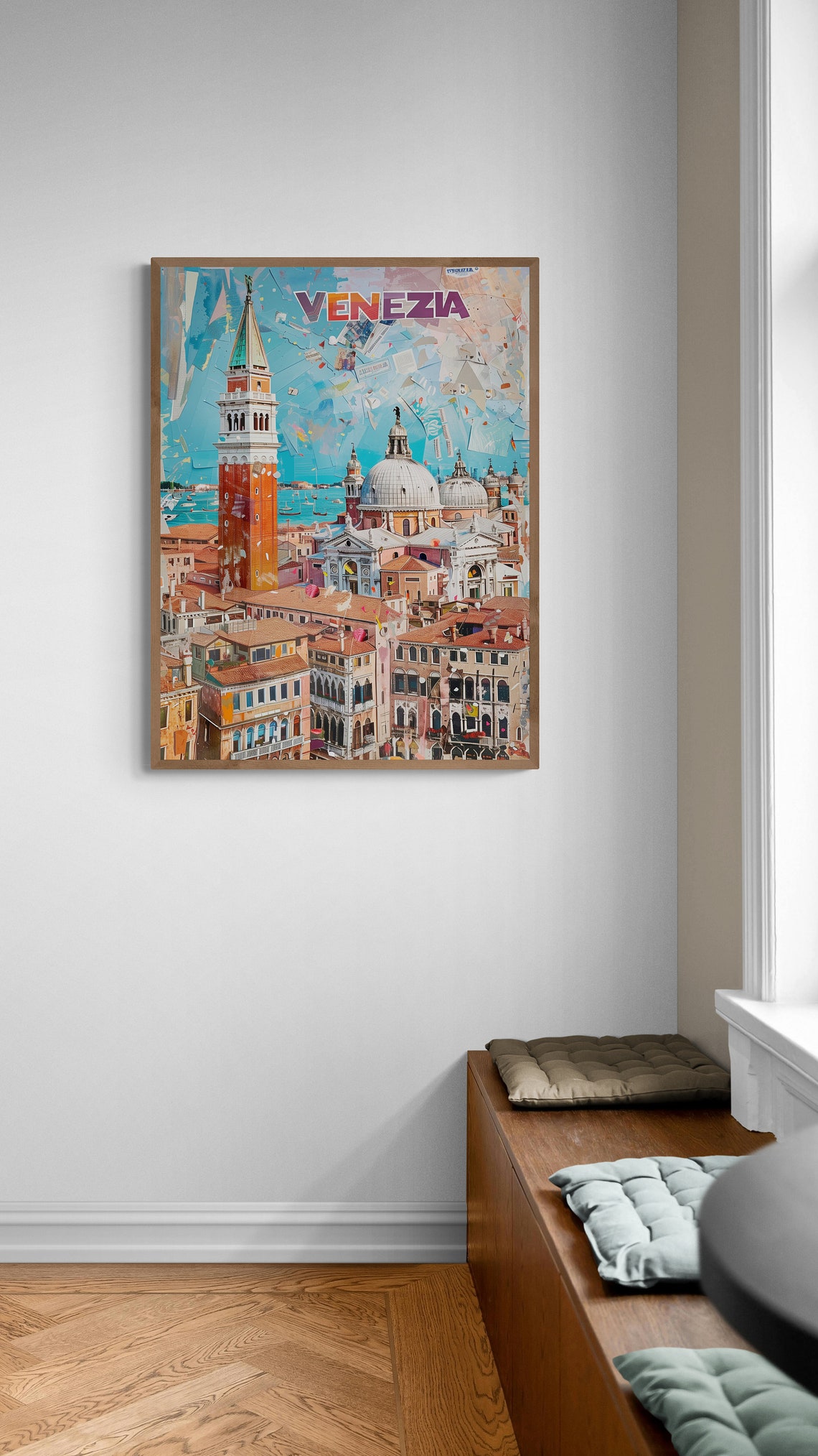 Venezia St Marks Bell Tower Domes Rooftops Collage Travel Poster - Image 5