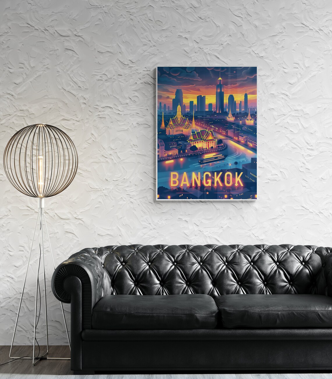 Bangkok Temples Night River Skyline Thai Golden City Glow Poster - Image 4