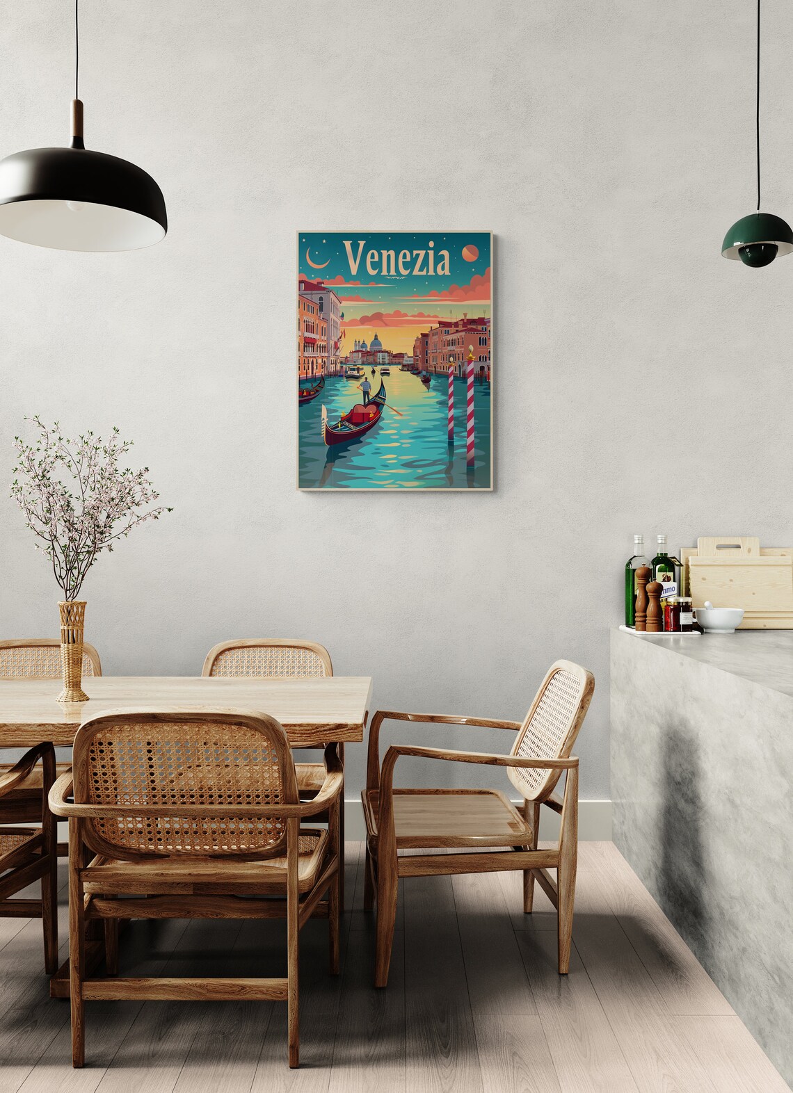 Venezia Gondolier Canal Dusk Lagoon Vintage Italian Romance Poster - Image 5