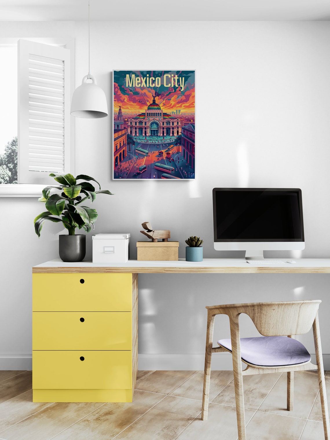 Mexico City Palacio Bellas Artes Sunset Colorful Travel Poster - Image 4