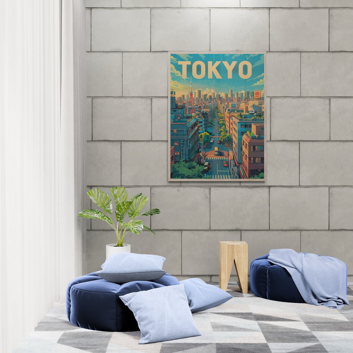 Tokyo Tower Daytime Cityscape Vintage Japanese Travel Poster - Image 5