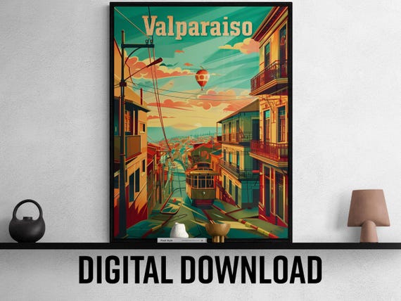 Valparaiso Modern Travel Art Print Stylish Poster Perfect Home Decor And Travel Lover Gift