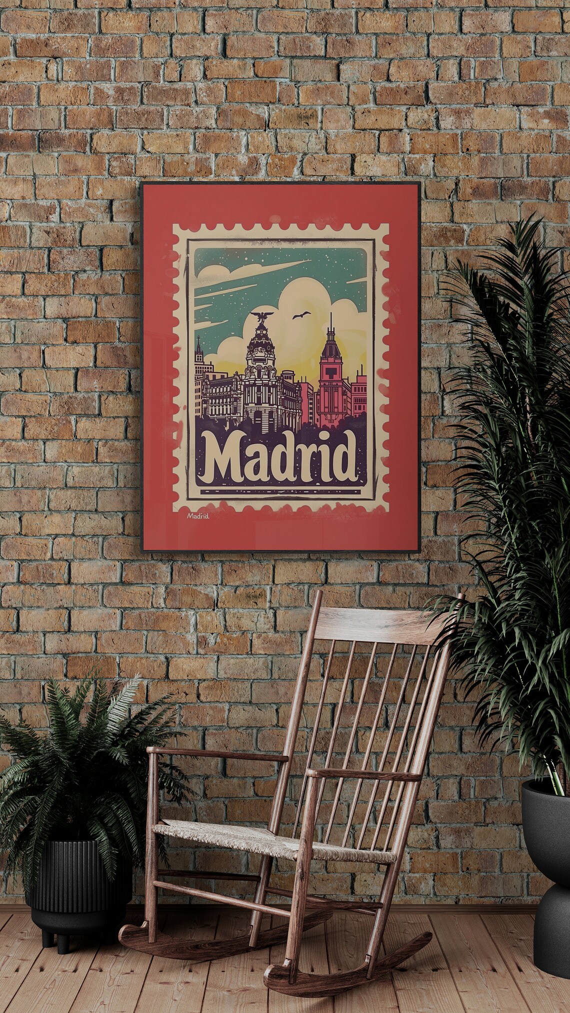 Madrid Spain Historic Landmark Evening Retro Stamp Travel Poster - Image 3
