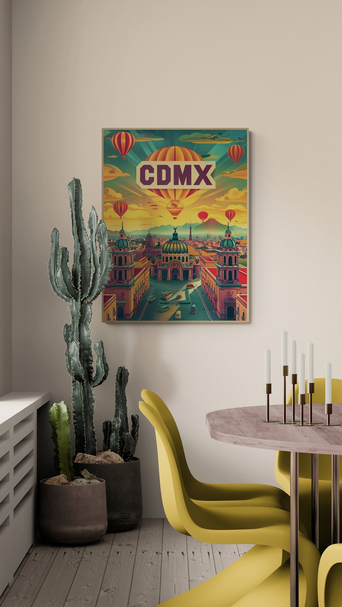 CDMX Hot Air Balloons Cathedral Vintage Mexico City Poster Art - Image 4