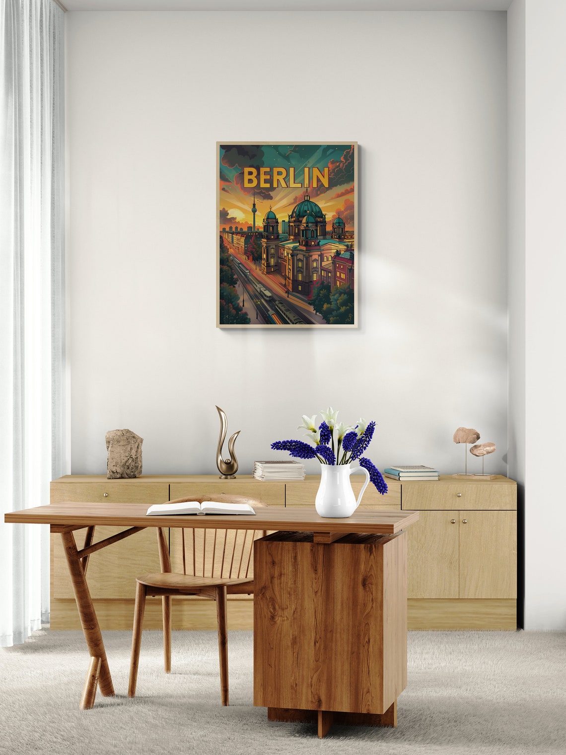 Berlin Cathedral Sunset River Boat Retro Germany Travel Poster - Image 4
