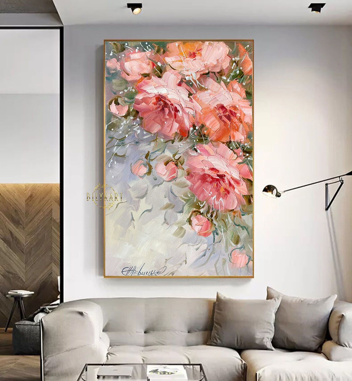 Peony Flowers Modern Oil Painting Art Print - Image 2