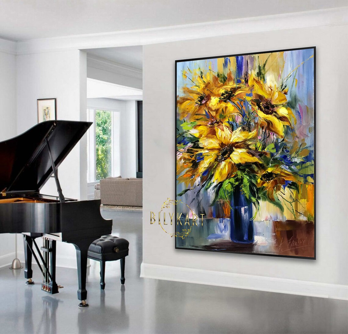 Ukraine Sunflower Oil Painting Original Artwork Abstract Sunflowers Painting On Ukrainian Painting Made In Ukraine Sunflower Artwork - Image 2