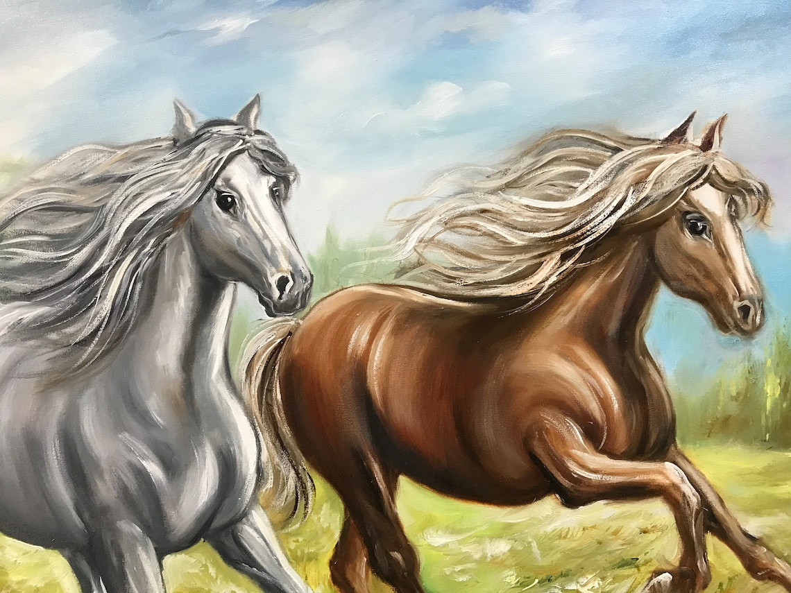 Running Horse Oil Painting, Arabian Horse Art Print - Image 2