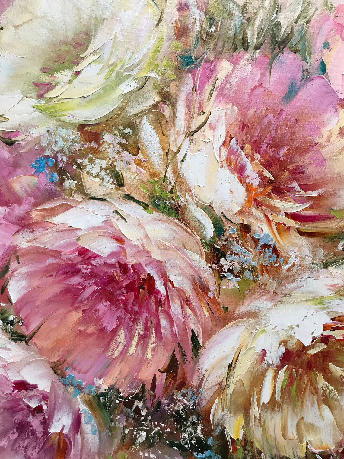 Peonies Oil Painting Original Floral Still Life Painting Mauve Peony On Painting Bouquet Of Flowers In Vase Painting Flower Art Gift - Image 3