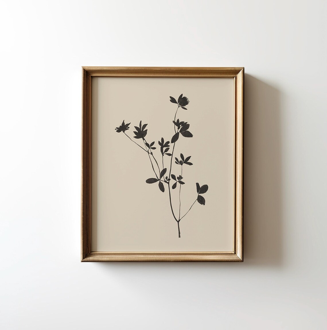 Minimalist Floral Sketch Art Print, Vintage Neutral Botanical