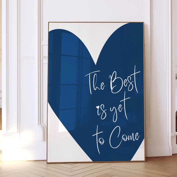 Blue Heart Preppy Quote Print Trendy Dorm Decor Digital Download Jpgs