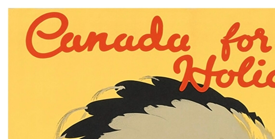 Canada for Holidays Canadian Pacific Headdress Vintage Poster - Image 2