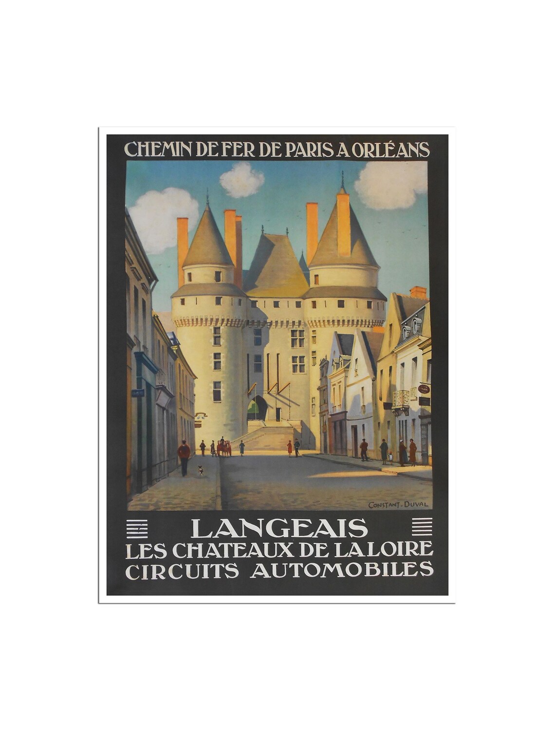 Langeais France Chateau Loire Valley Rail Vintage Travel Poster