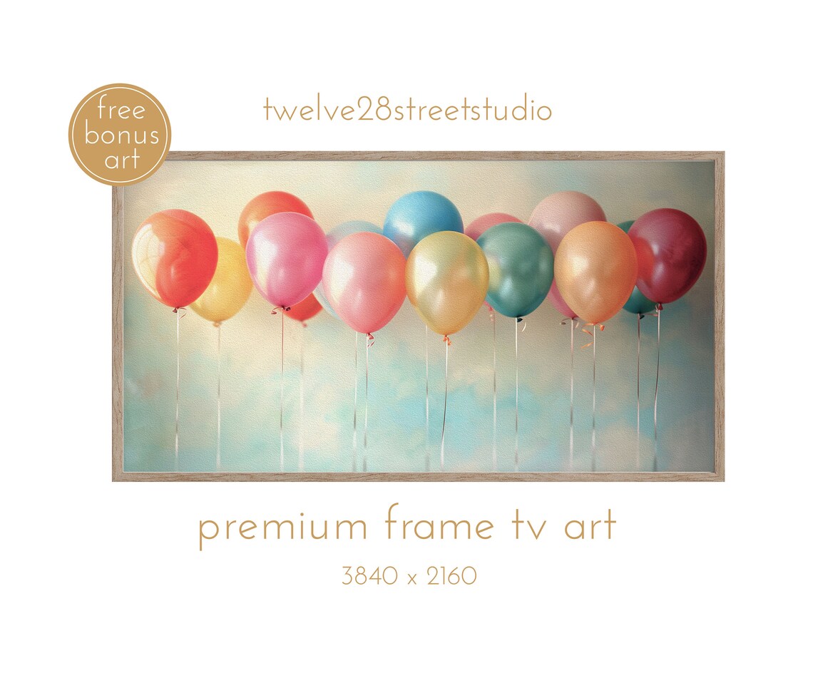 Vintage Birthday Balloons Poster Print, Happy Birthday