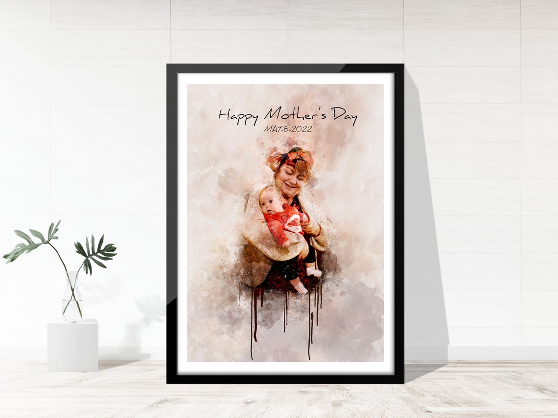 Watercolor Painting From Photo Grandma Gift Grandparent Gifts From Baby Family Portrait Grandparents And Grandchildren Wall Art