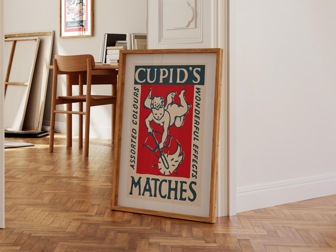 Cupid Match Retro Valentine's Day Art Print - Image 4