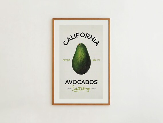 Farmhouse Avocado Print, Retro Kitchen Art