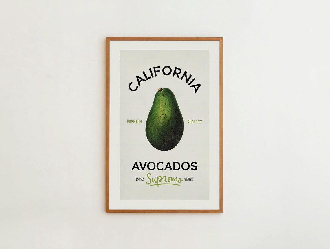 Farmhouse Avocado Print, Retro Kitchen Art