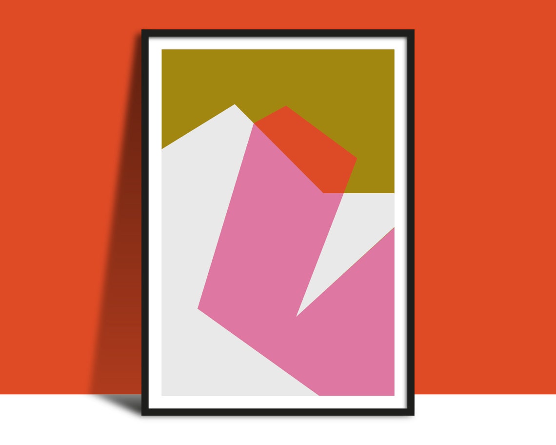 Pink and Bronze Geometric Architectural Shapes Modern Art Poster