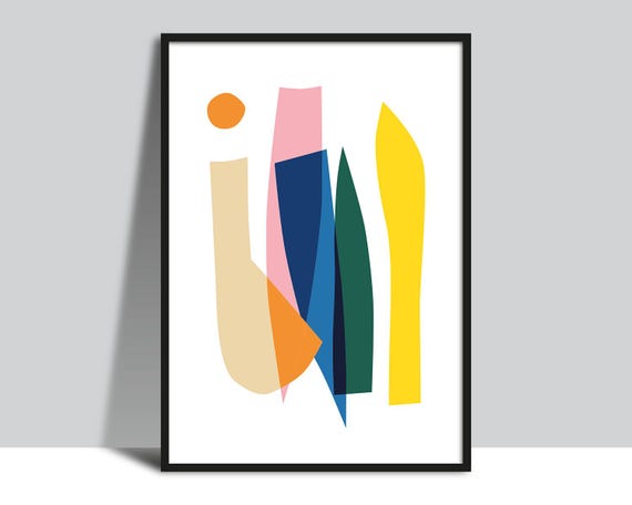Original Printable Abstract Shapes Wall Art Instant Bright Modern Illustration Poster Bold Colourful And Interesting Shapes Print