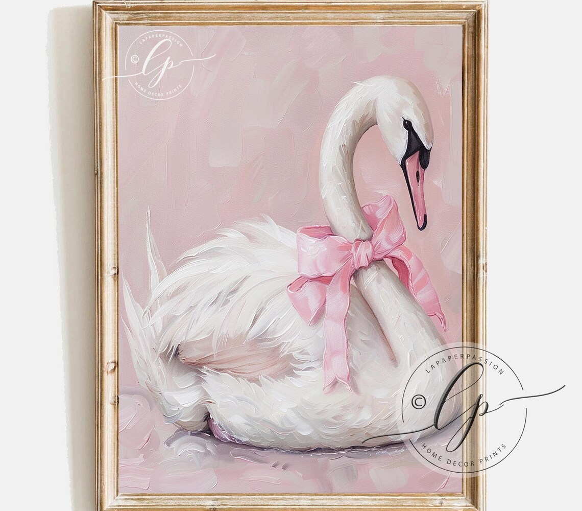 Swan Art Print, Nursery Decor Gift for Girls