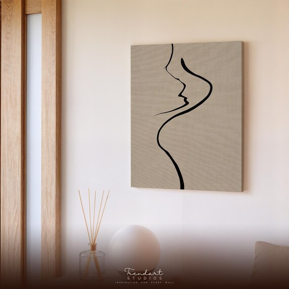 Minimalist Pregnancy Line Art Mother Child Silhouette Nursery Poster