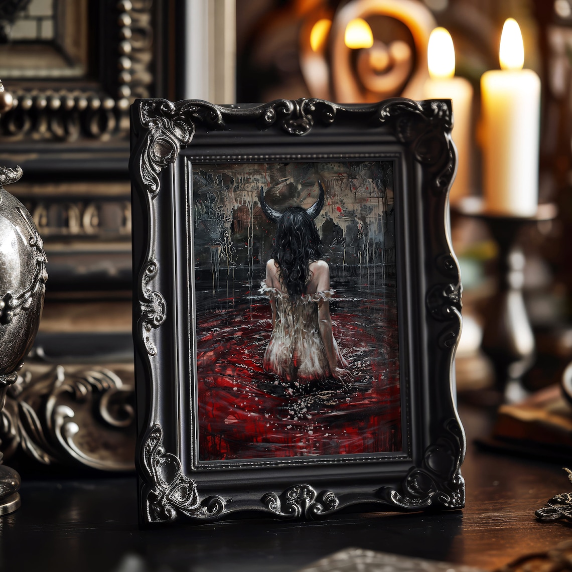 Demon Woman Gothic Art Print, Dark Academia - Image 5