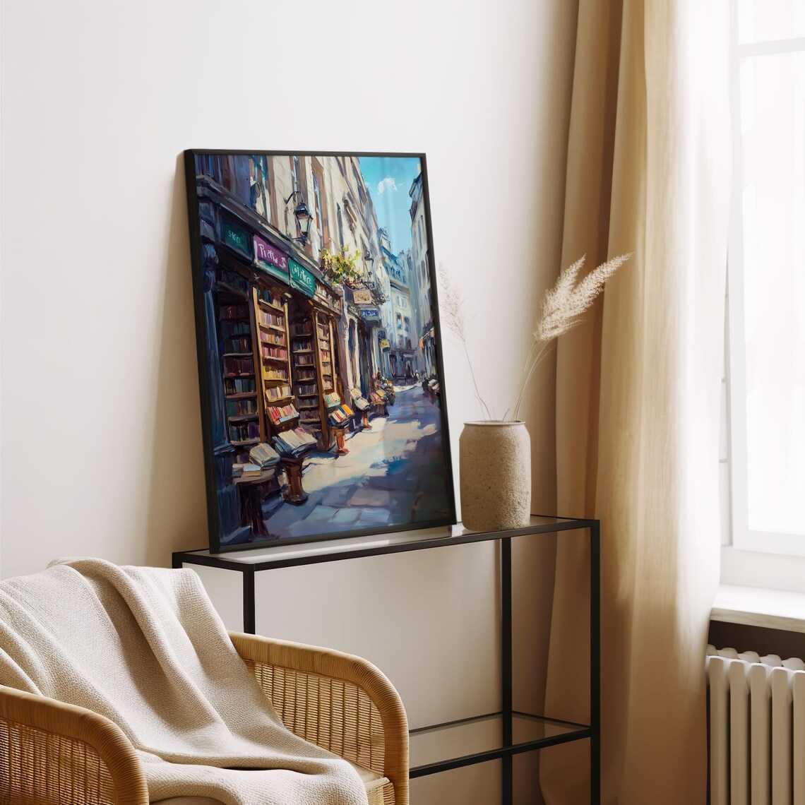 Paris Bookshop Street Painting Cozy Bookstore Europe Travel Poster - Image 4