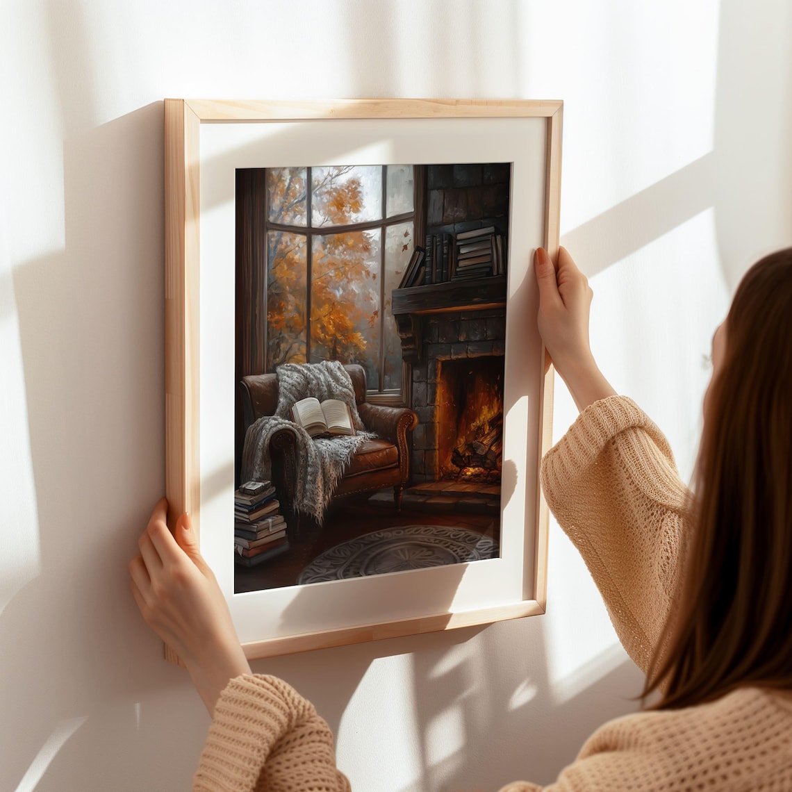 Cozy Autumn Reading Nook Art Print, Rustic Decor - Image 8