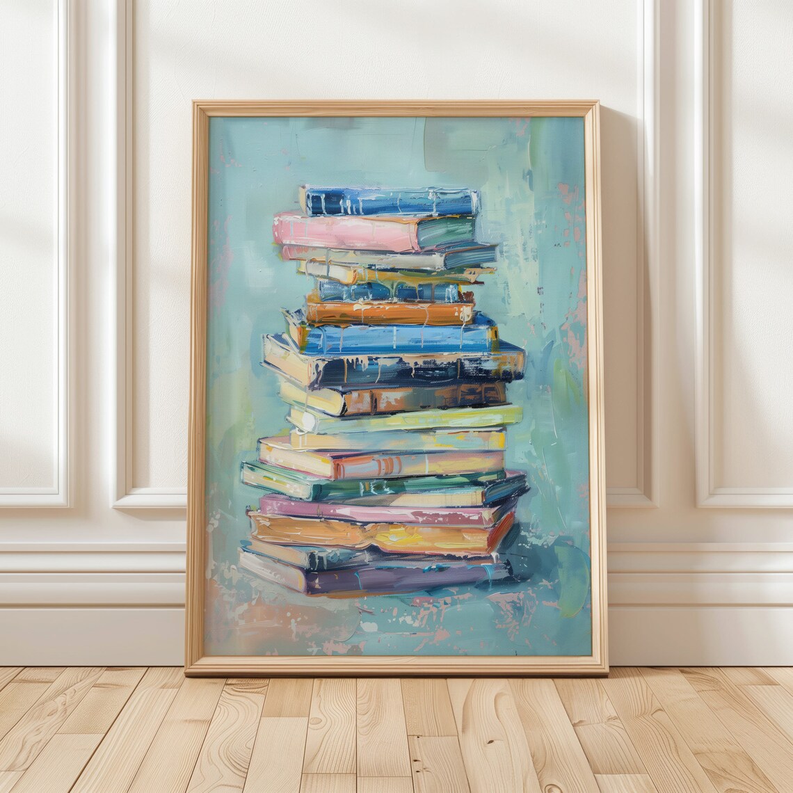 Book Lover Art Print, Modern Bookshelf Decor
