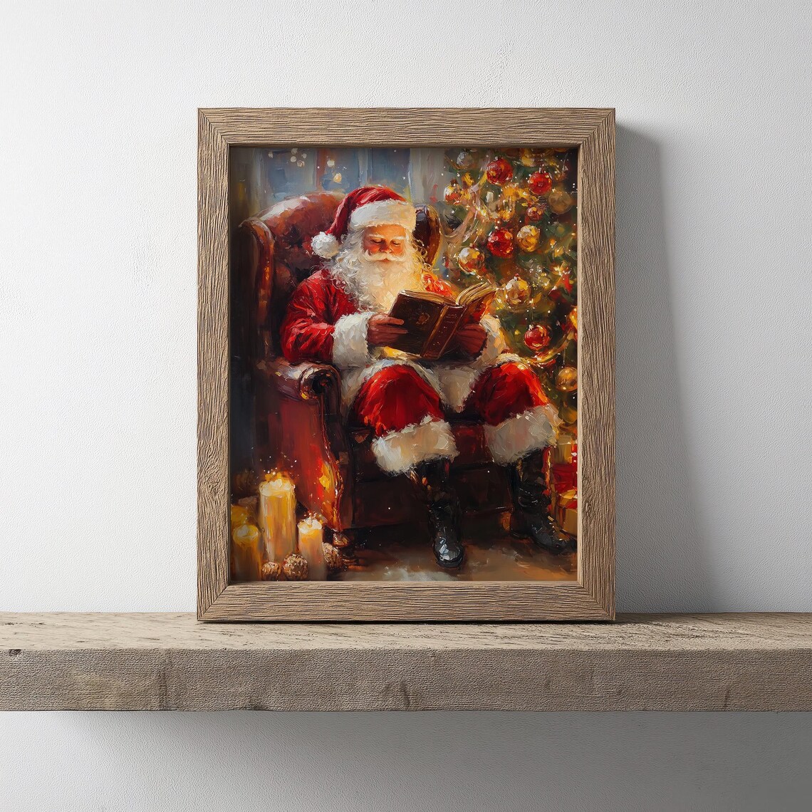 Santa Claus Reading Christmas Tree Wall Art Print - Image 2