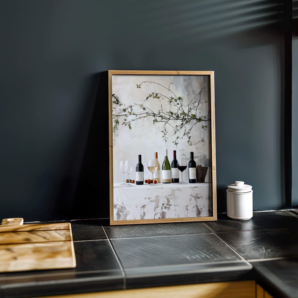 Wine Bottles Still Life Kitchen Bar Decor Painting Gift Poster - Image 3