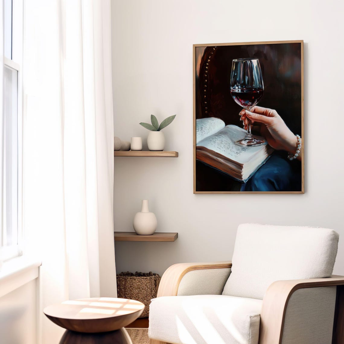 Elegant Hand Holding A Red Wine Glass Over An Open Book Poster - Image 2