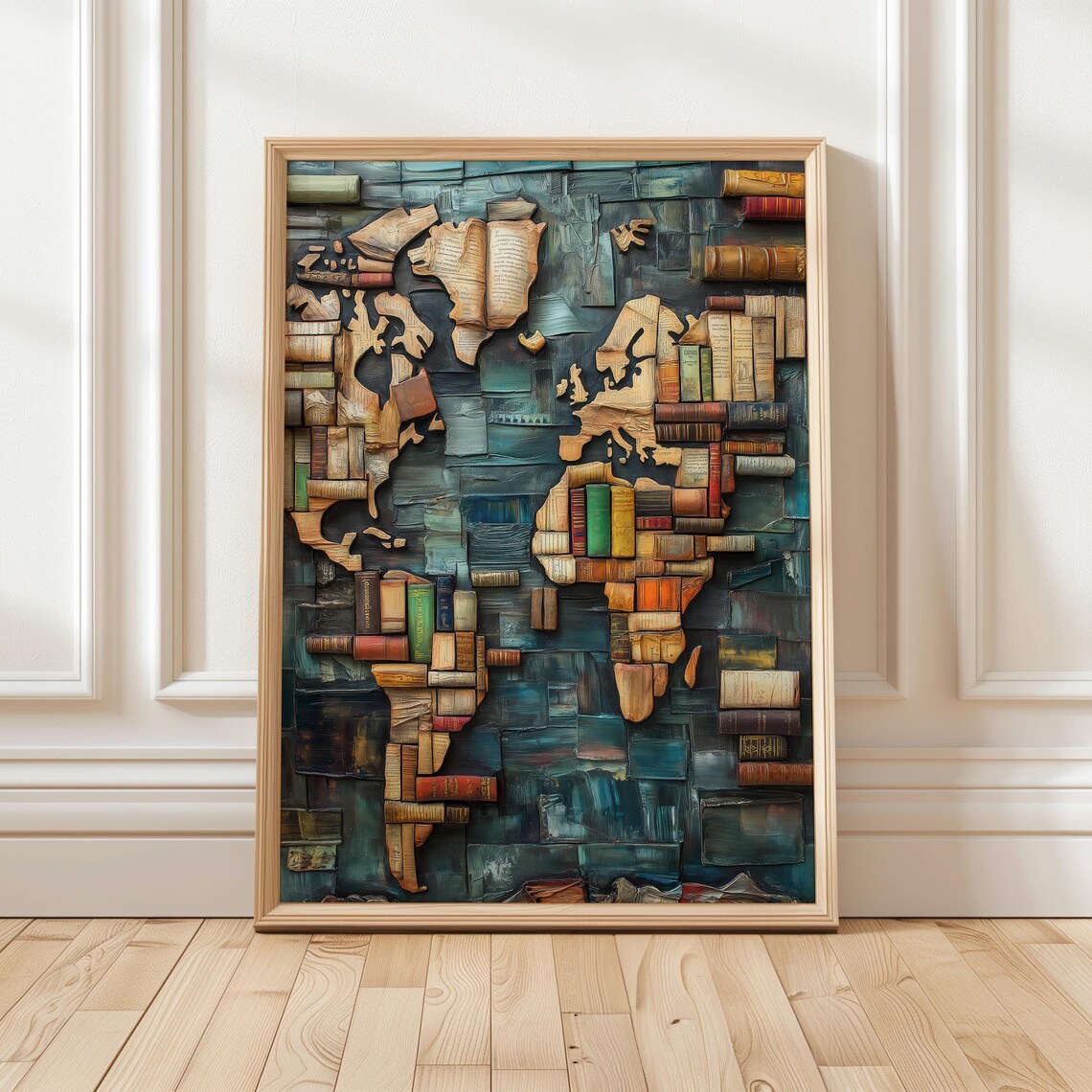 World Map Book Art Print, Vintage Library Decor