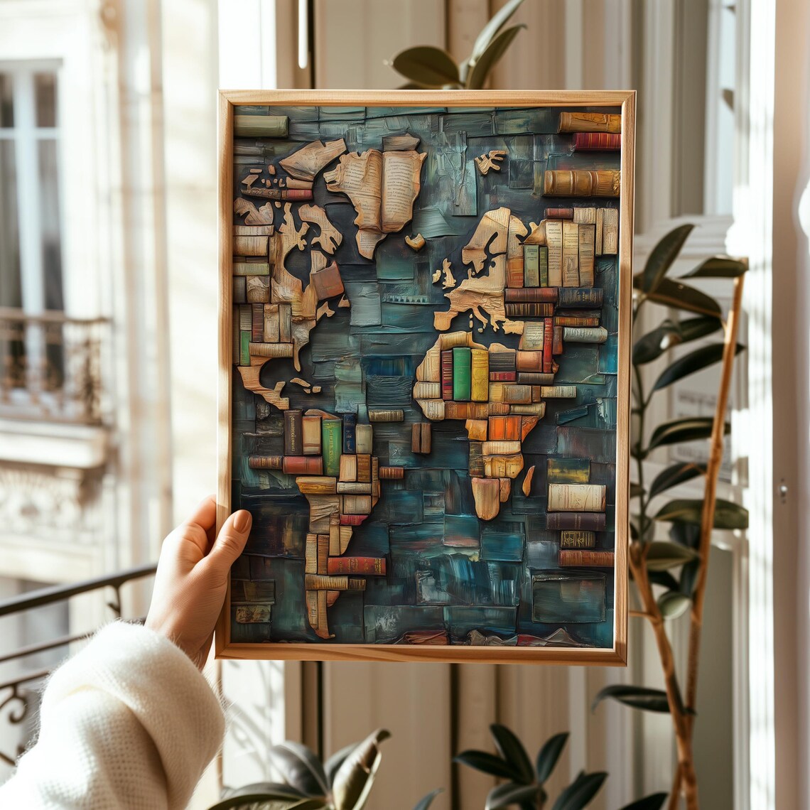World Map Book Art Print, Vintage Library Decor - Image 4