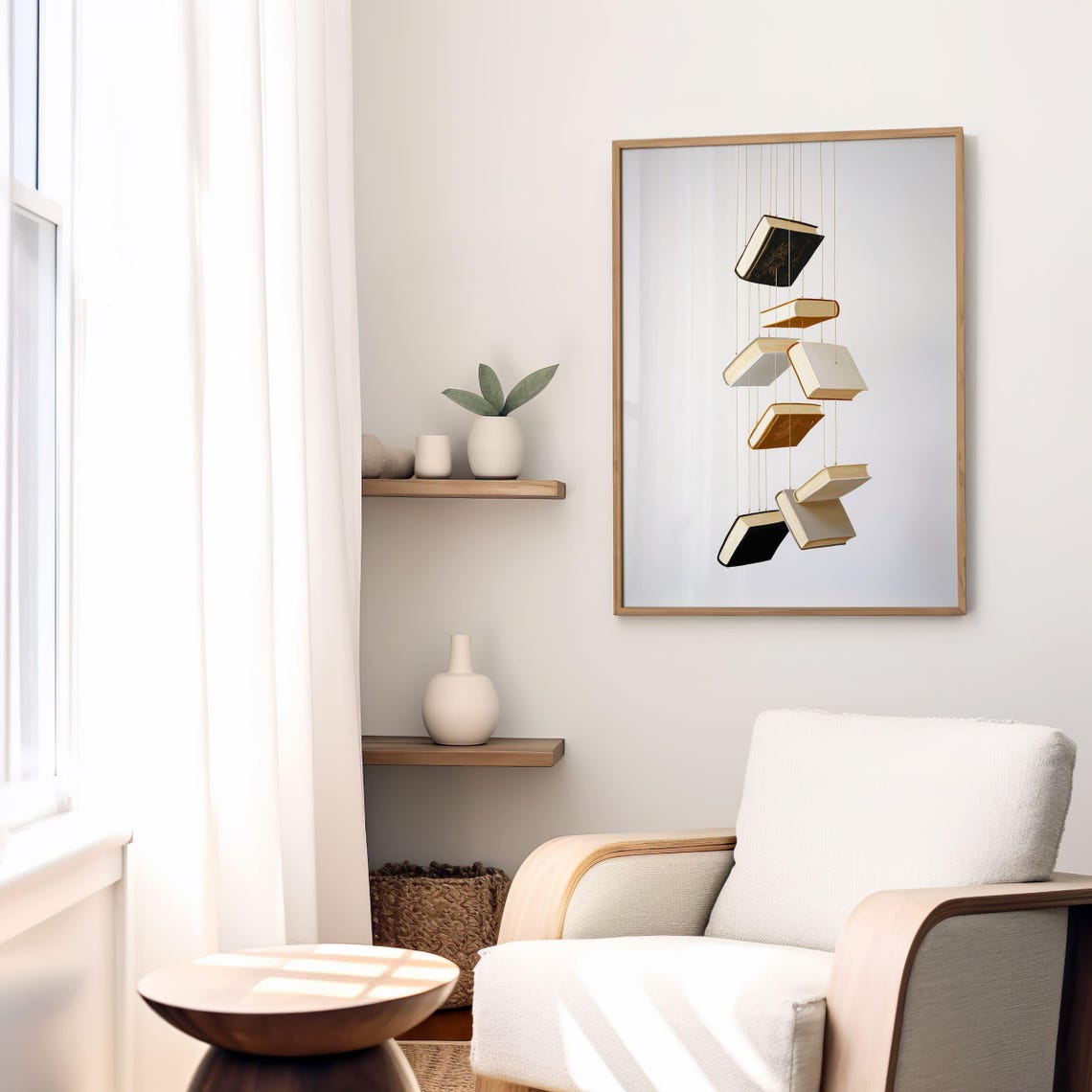 Minimalist Floating Books Modern Book Lover Reading Decor Poster - Image 4