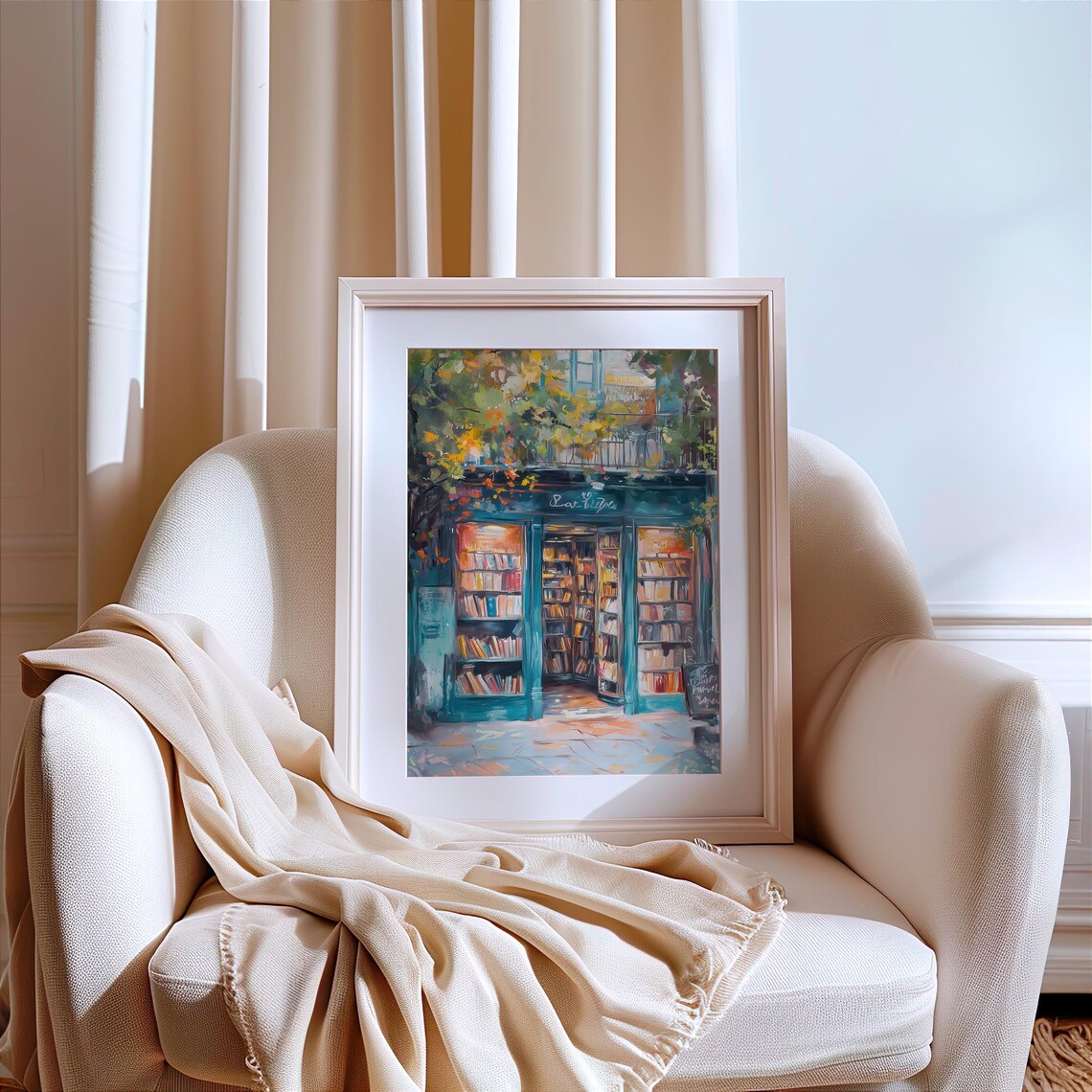 Charming Bookshop Art Print, Cozy Reading Nook Decor - Image 2