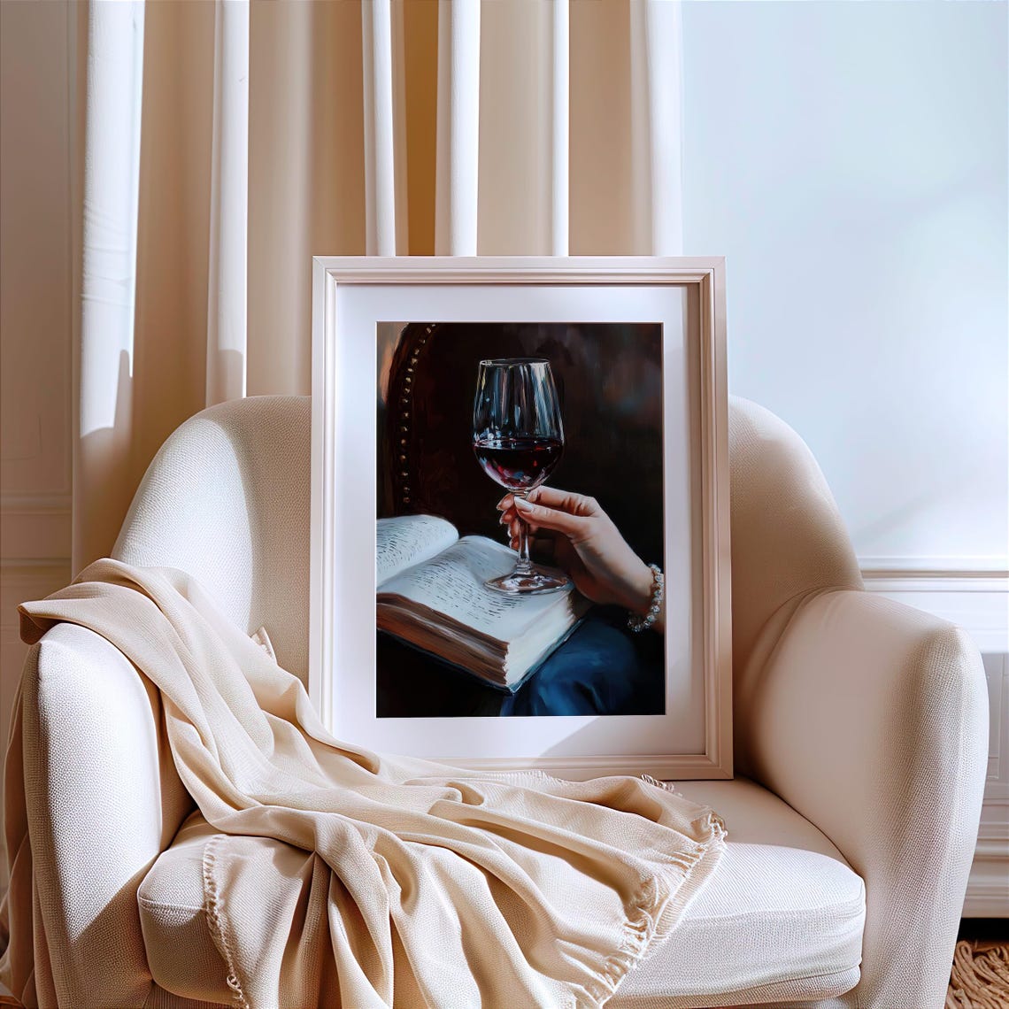 Elegant Hand Holding A Red Wine Glass Over An Open Book Poster - Image 3